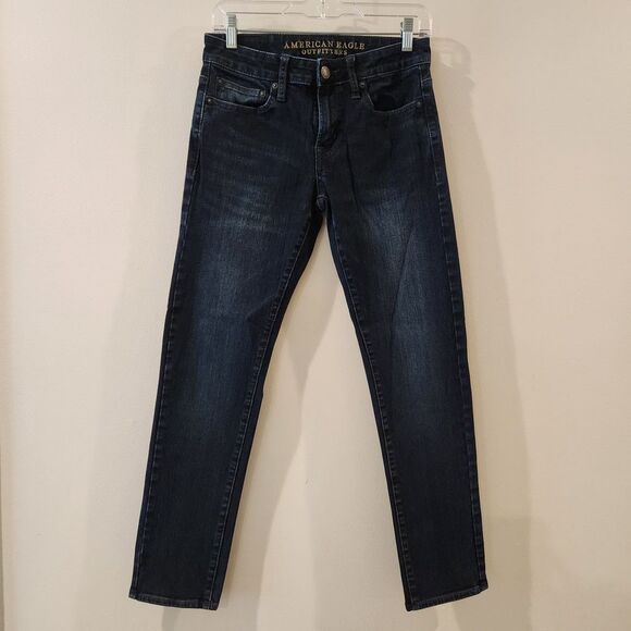 American Eagle Women's Jeans 360° Extreme Flex Skinny Dark Wash Denim Size 28x30 - Picture 1 of 13